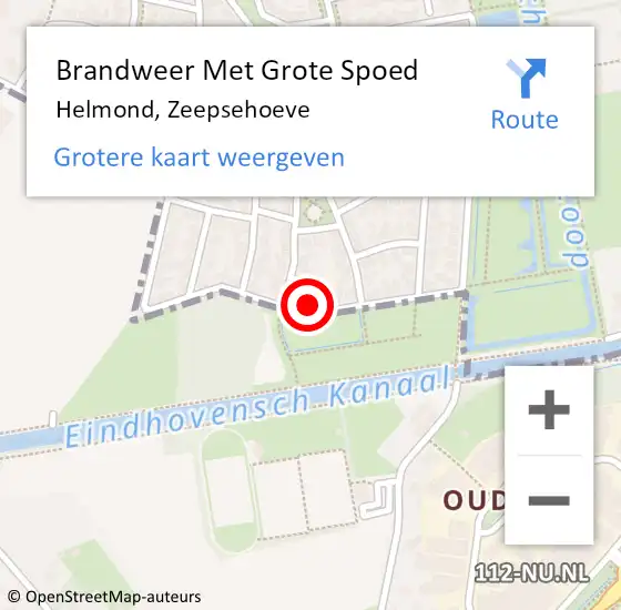 Locatie op kaart van de 112 melding: Brandweer Met Grote Spoed Naar Helmond, Zeepsehoeve op 17 oktober 2024 22:45