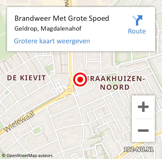 Locatie op kaart van de 112 melding: Brandweer Met Grote Spoed Naar Geldrop, Magdalenahof op 17 oktober 2024 23:14