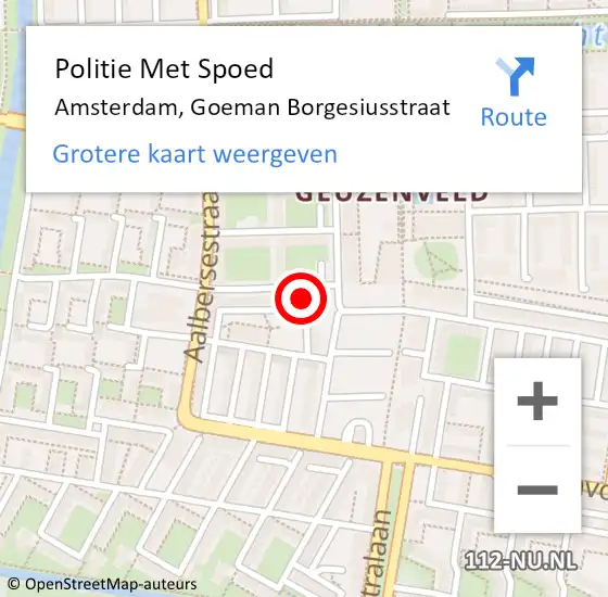 Locatie op kaart van de 112 melding: Politie Met Spoed Naar Amsterdam, Goeman Borgesiusstraat op 17 oktober 2024 23:16