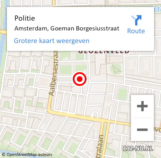 Locatie op kaart van de 112 melding: Politie Amsterdam, Goeman Borgesiusstraat op 17 oktober 2024 23:16