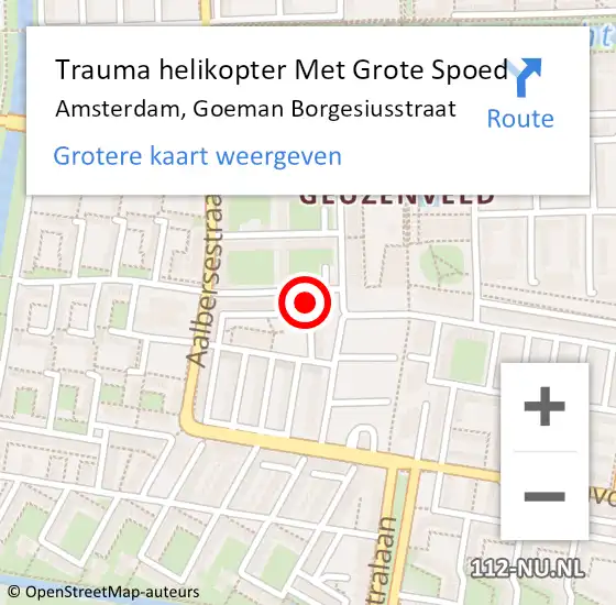 Locatie op kaart van de 112 melding: Trauma helikopter Met Grote Spoed Naar Amsterdam, Goeman Borgesiusstraat op 17 oktober 2024 23:17