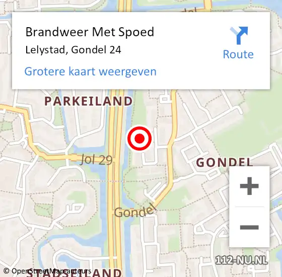 Locatie op kaart van de 112 melding: Brandweer Met Spoed Naar Lelystad, Gondel 24 op 17 oktober 2024 23:18