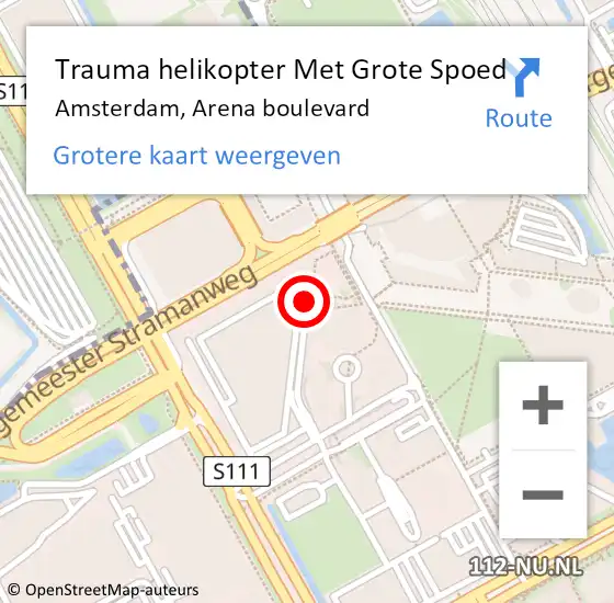 Locatie op kaart van de 112 melding: Trauma helikopter Met Grote Spoed Naar Amsterdam, Arena boulevard op 17 oktober 2024 23:21