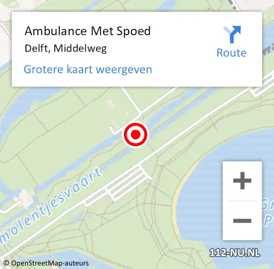 Locatie op kaart van de 112 melding: Ambulance Met Spoed Naar Delft, Middelweg op 17 oktober 2024 23:25