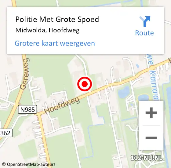 Locatie op kaart van de 112 melding: Politie Met Grote Spoed Naar Midwolda, Hoofdweg op 17 oktober 2024 23:59