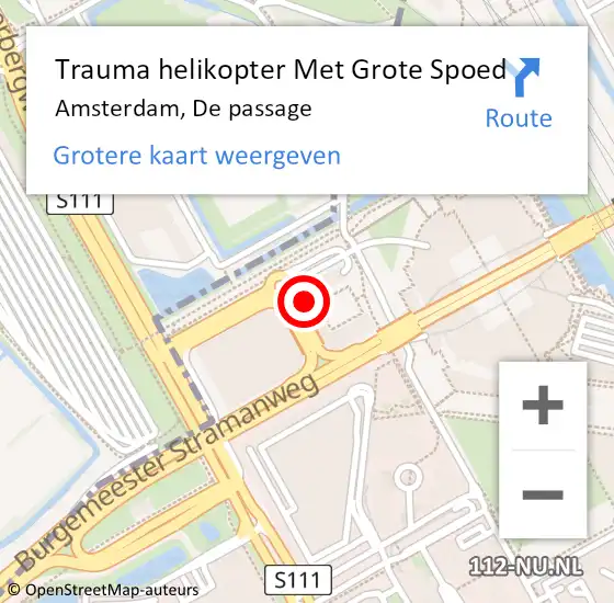 Locatie op kaart van de 112 melding: Trauma helikopter Met Grote Spoed Naar Amsterdam, De passage op 18 oktober 2024 00:14