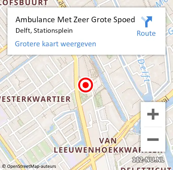 Locatie op kaart van de 112 melding: Ambulance Met Zeer Grote Spoed Naar Delft, Stationsplein op 18 oktober 2024 00:23