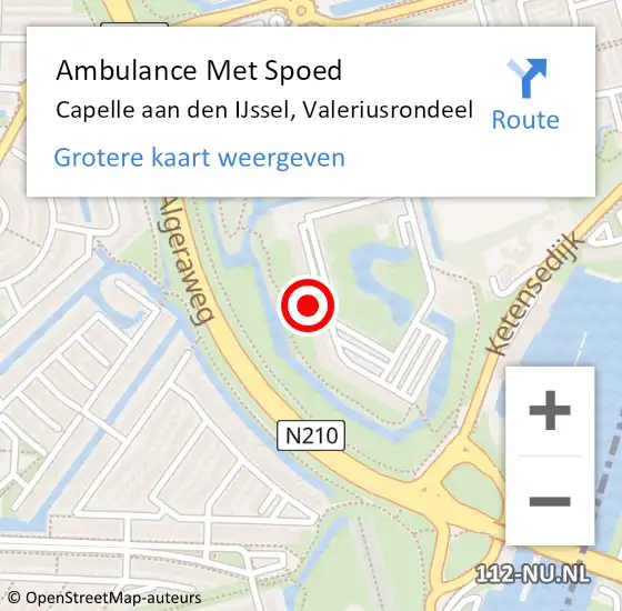 Locatie op kaart van de 112 melding: Ambulance Met Spoed Naar Capelle aan den IJssel, Valeriusrondeel op 18 oktober 2024 00:24