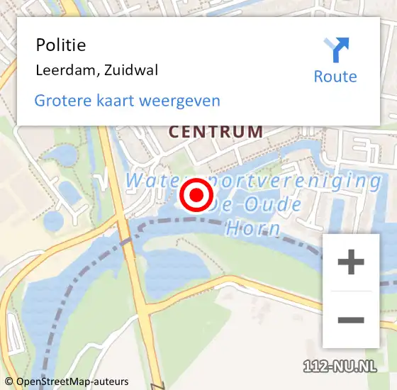 Locatie op kaart van de 112 melding: Politie Leerdam, Zuidwal op 18 oktober 2024 00:55