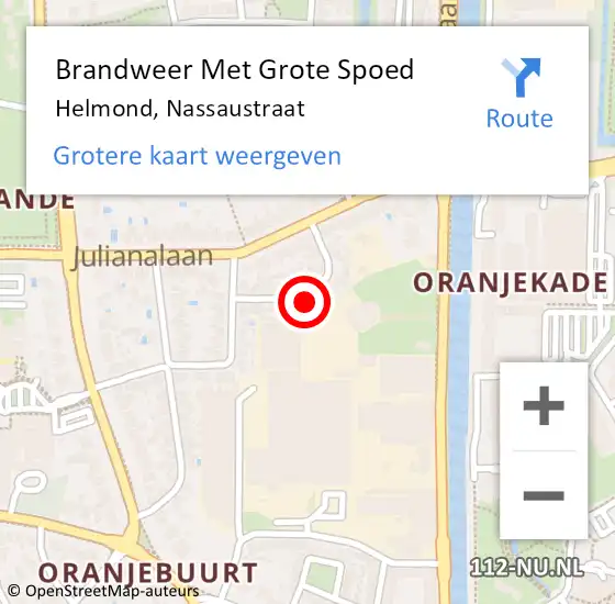 Locatie op kaart van de 112 melding: Brandweer Met Grote Spoed Naar Helmond, Nassaustraat op 18 oktober 2024 00:56