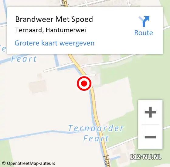 Locatie op kaart van de 112 melding: Brandweer Met Spoed Naar Ternaard, Hantumerwei op 18 oktober 2024 01:08