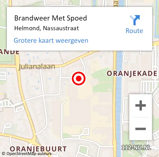 Locatie op kaart van de 112 melding: Brandweer Met Spoed Naar Helmond, Nassaustraat op 18 oktober 2024 01:08