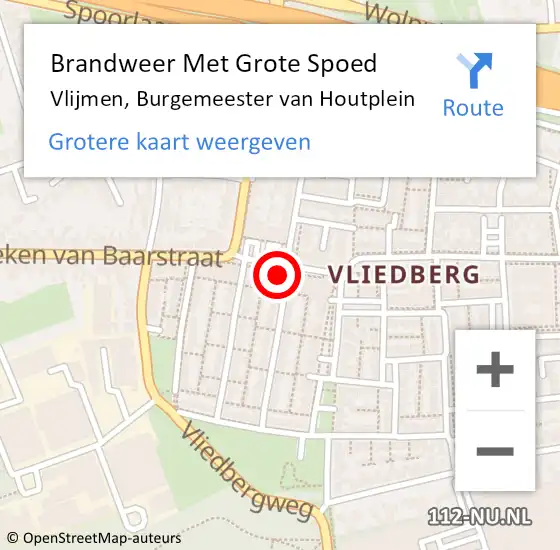 Locatie op kaart van de 112 melding: Brandweer Met Grote Spoed Naar Vlijmen, Burgemeester van Houtplein op 18 oktober 2024 01:51