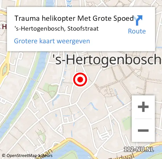 Locatie op kaart van de 112 melding: Trauma helikopter Met Grote Spoed Naar 's-Hertogenbosch, Stoofstraat op 18 oktober 2024 01:56