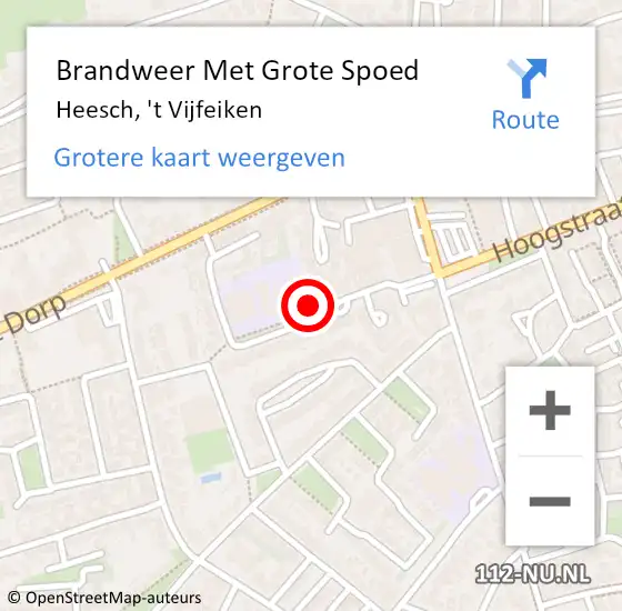 Locatie op kaart van de 112 melding: Brandweer Met Grote Spoed Naar Heesch, 't Vijfeiken op 18 oktober 2024 02:18