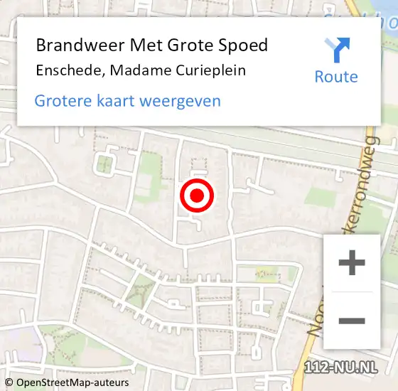 Locatie op kaart van de 112 melding: Brandweer Met Grote Spoed Naar Enschede, Madame Curieplein op 18 oktober 2024 02:28