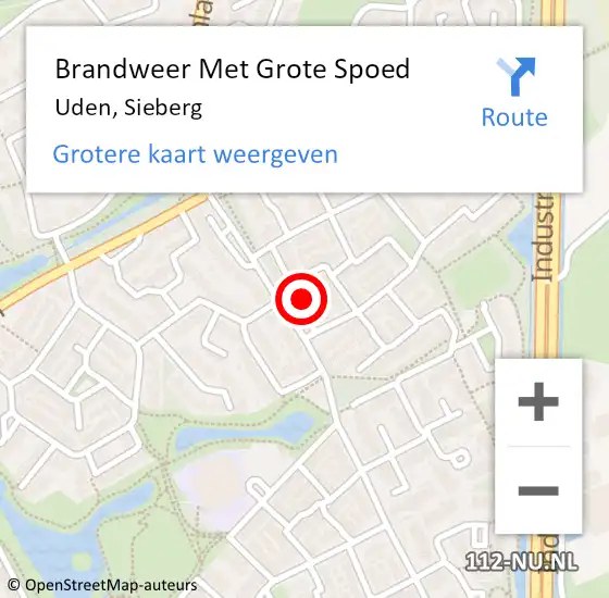 Locatie op kaart van de 112 melding: Brandweer Met Grote Spoed Naar Uden, Sieberg op 18 oktober 2024 02:47