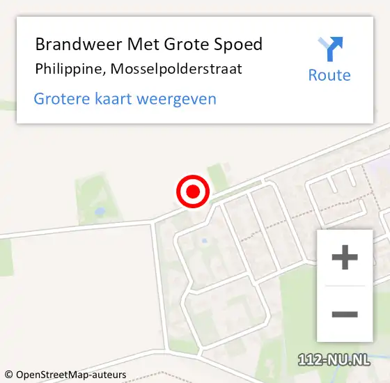 Locatie op kaart van de 112 melding: Brandweer Met Grote Spoed Naar Philippine, Mosselpolderstraat op 18 oktober 2024 03:06