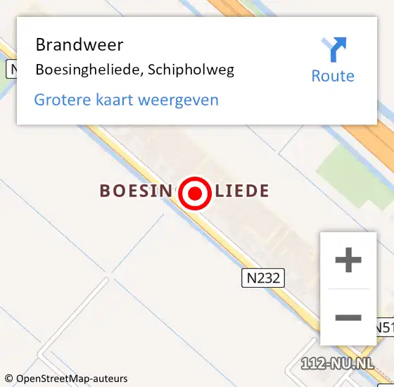 Locatie op kaart van de 112 melding: Brandweer Boesingheliede, Schipholweg op 23 oktober 2014 19:50