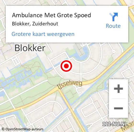 Locatie op kaart van de 112 melding: Ambulance Met Grote Spoed Naar Blokker, Zuiderhout op 18 oktober 2024 04:13