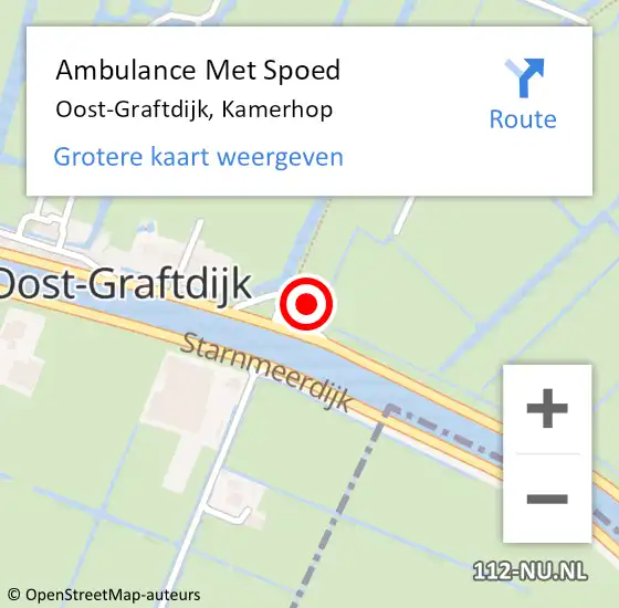 Locatie op kaart van de 112 melding: Ambulance Met Spoed Naar Oost-Graftdijk, Kamerhop op 18 oktober 2024 04:22