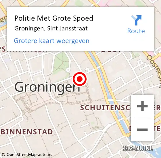 Locatie op kaart van de 112 melding: Politie Met Grote Spoed Naar Groningen, Sint Jansstraat op 18 oktober 2024 04:48