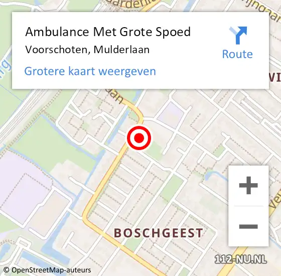 Locatie op kaart van de 112 melding: Ambulance Met Grote Spoed Naar Voorschoten, Mulderlaan op 18 oktober 2024 05:05