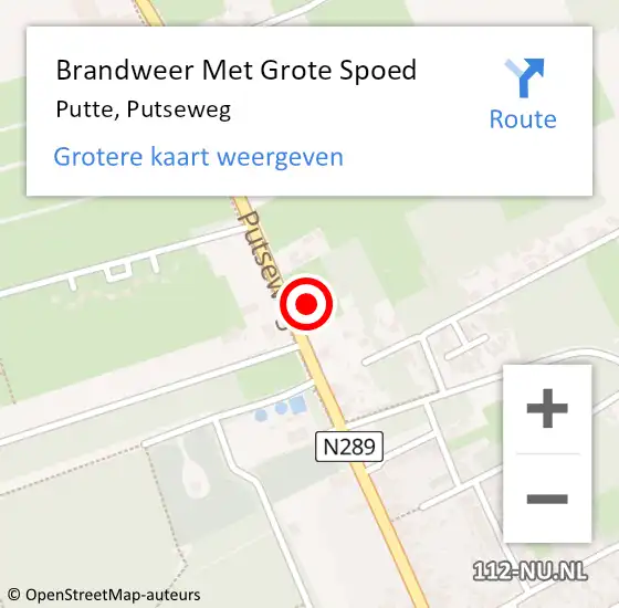 Locatie op kaart van de 112 melding: Brandweer Met Grote Spoed Naar Putte, Putseweg op 18 oktober 2024 06:12