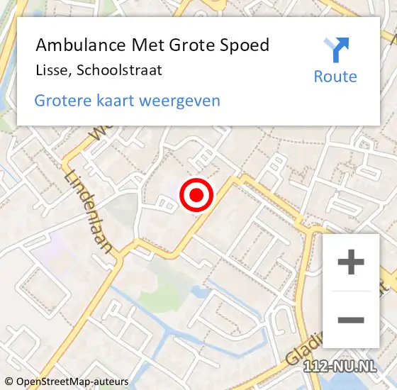 Locatie op kaart van de 112 melding: Ambulance Met Grote Spoed Naar Lisse, Schoolstraat op 18 oktober 2024 06:40