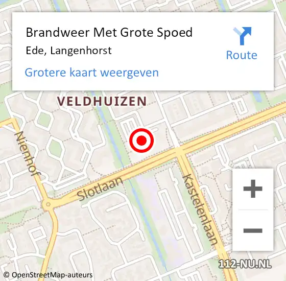 Locatie op kaart van de 112 melding: Brandweer Met Grote Spoed Naar Ede, Langenhorst op 18 oktober 2024 07:02