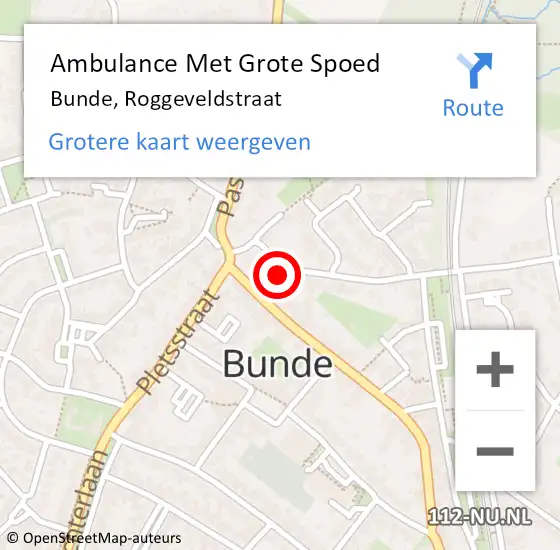 Locatie op kaart van de 112 melding: Ambulance Met Grote Spoed Naar Bunde, Roggeveldstraat op 23 oktober 2014 19:59