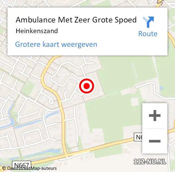 Locatie op kaart van de 112 melding: Ambulance Met Zeer Grote Spoed Naar Heinkenszand op 18 oktober 2024 07:21