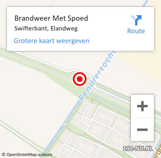 Locatie op kaart van de 112 melding: Brandweer Met Spoed Naar Swifterbant, Elandweg op 18 oktober 2024 07:26