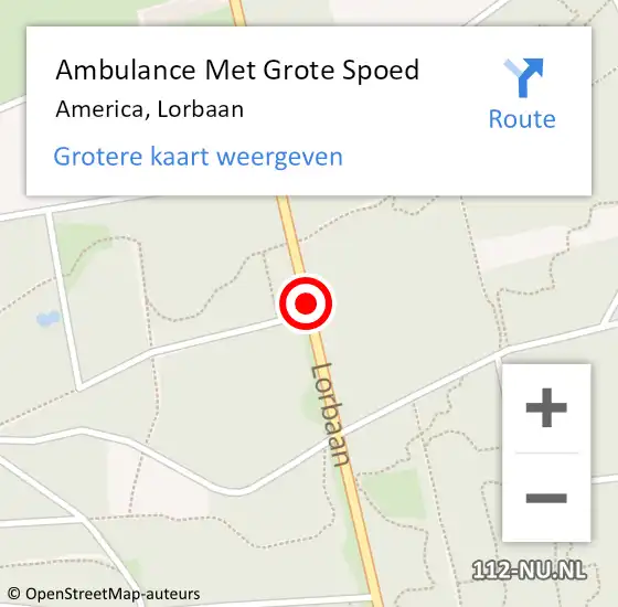 Locatie op kaart van de 112 melding: Ambulance Met Grote Spoed Naar America, Lorbaan op 23 oktober 2014 19:59