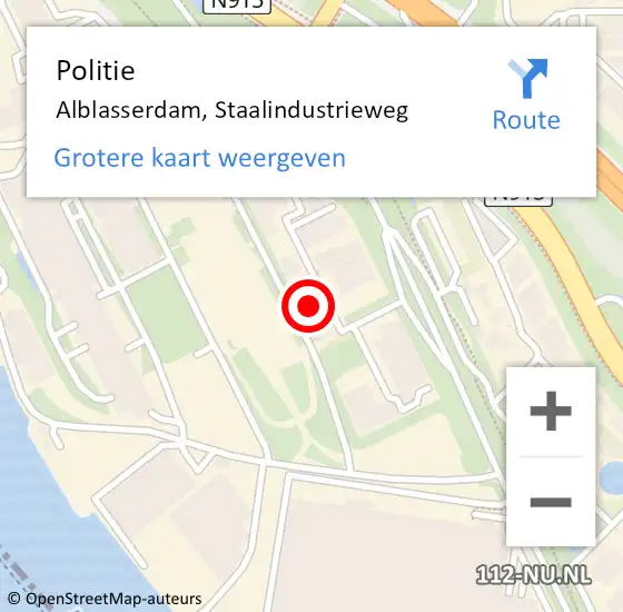 Locatie op kaart van de 112 melding: Politie Alblasserdam, Staalindustrieweg op 18 oktober 2024 07:38