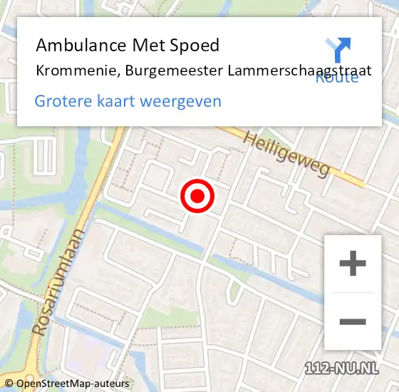 Locatie op kaart van de 112 melding: Ambulance Met Spoed Naar Krommenie, Burgemeester Lammerschaagstraat op 18 oktober 2024 07:48