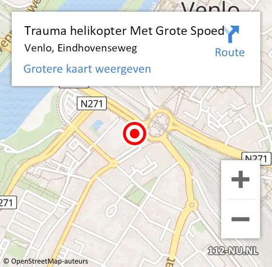 Locatie op kaart van de 112 melding: Trauma helikopter Met Grote Spoed Naar Venlo, Eindhovenseweg op 18 oktober 2024 07:58