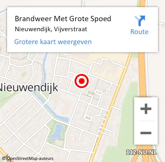 Locatie op kaart van de 112 melding: Brandweer Met Grote Spoed Naar Nieuwendijk, Vijverstraat op 18 oktober 2024 08:23