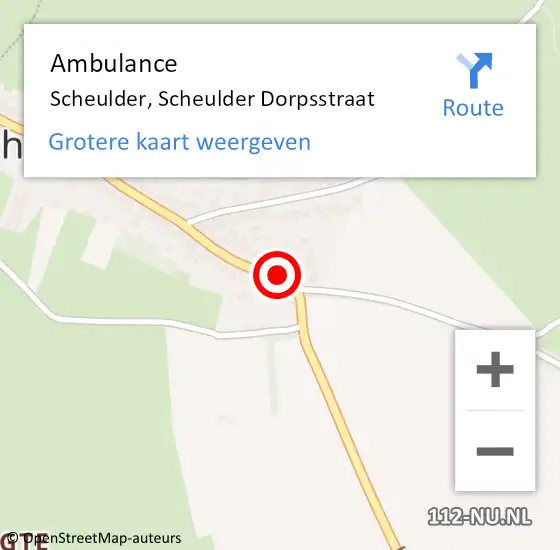 Locatie op kaart van de 112 melding: Ambulance Scheulder, Scheulder Dorpsstraat op 18 oktober 2013 14:42