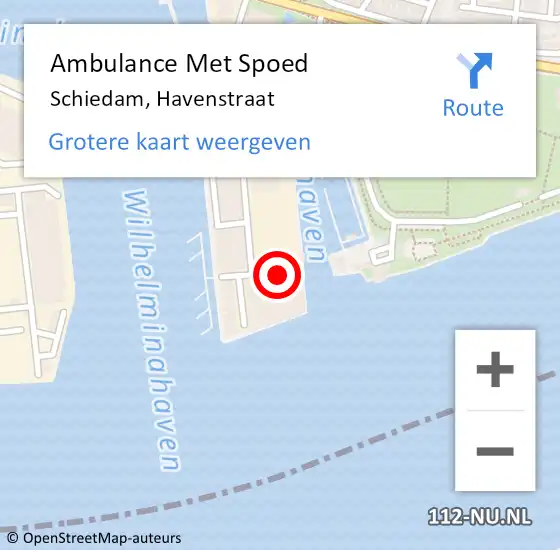 Locatie op kaart van de 112 melding: Ambulance Met Spoed Naar Schiedam, Havenstraat op 18 oktober 2024 08:30