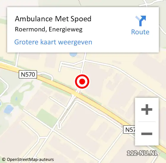 Locatie op kaart van de 112 melding: Ambulance Met Spoed Naar Roermond, Energieweg op 18 oktober 2024 08:46