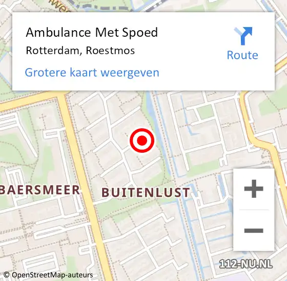 Locatie op kaart van de 112 melding: Ambulance Met Spoed Naar Rotterdam, Roestmos op 18 oktober 2024 09:22