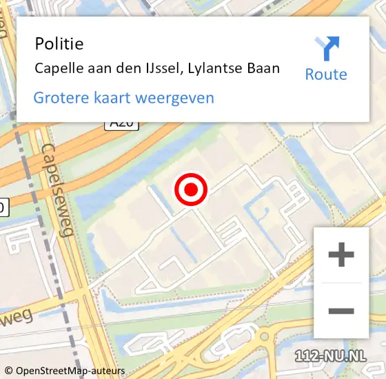 Locatie op kaart van de 112 melding: Politie Capelle aan den IJssel, Lylantse Baan op 18 oktober 2024 09:39