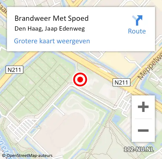 Locatie op kaart van de 112 melding: Brandweer Met Spoed Naar Den Haag, Jaap Edenweg op 18 oktober 2024 09:52