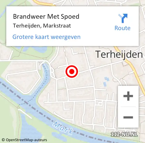 Locatie op kaart van de 112 melding: Brandweer Met Spoed Naar Terheijden, Markstraat op 18 oktober 2024 10:00