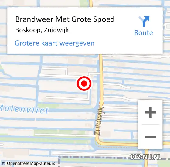 Locatie op kaart van de 112 melding: Brandweer Met Grote Spoed Naar Boskoop, Zuidwijk op 18 oktober 2024 10:13