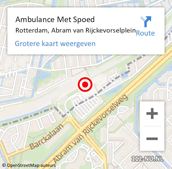 Locatie op kaart van de 112 melding: Ambulance Met Spoed Naar Rotterdam, Abram van Rijckevorselplein op 18 oktober 2024 10:15