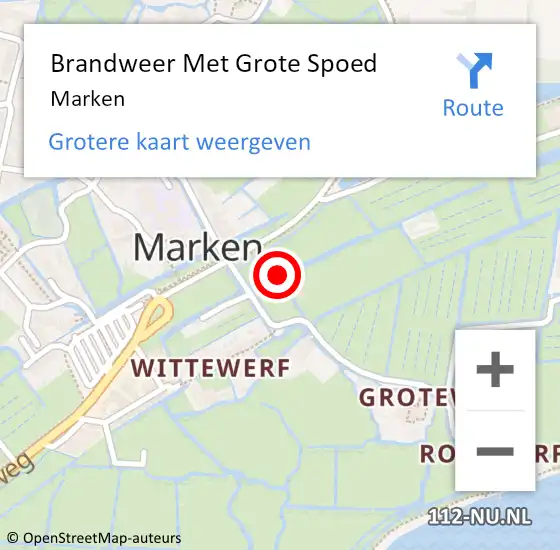 Locatie op kaart van de 112 melding: Brandweer Met Grote Spoed Naar Marken op 18 oktober 2024 10:15