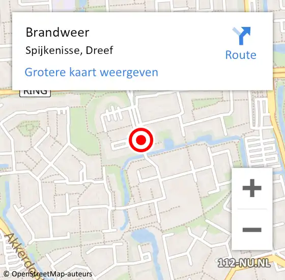 Locatie op kaart van de 112 melding: Brandweer Spijkenisse, Dreef op 18 oktober 2024 10:20