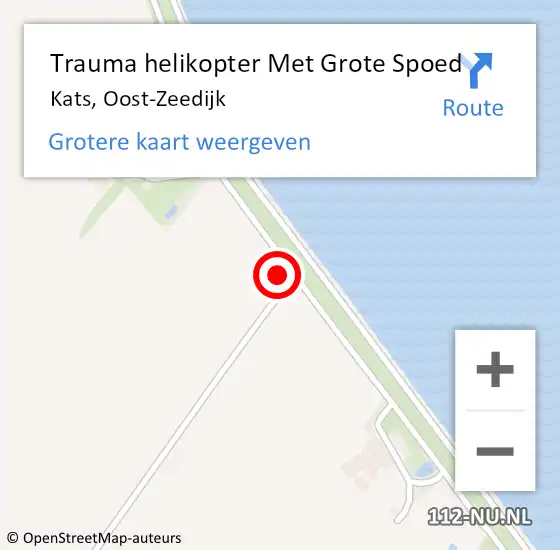 Locatie op kaart van de 112 melding: Trauma helikopter Met Grote Spoed Naar Kats, Oost-Zeedijk op 18 oktober 2024 10:27